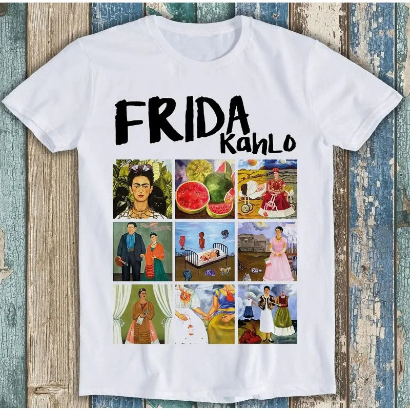 Camiseta con estampado de Frida Kahlo, collage de obras de arte, edición limitada, el más vendido, divertido meme, el mejor regalo