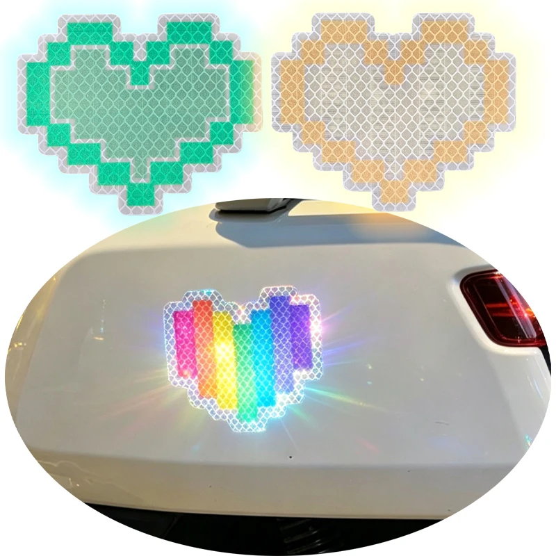 Adesivo refletivo em formato de coração para carro, cobertura de arranhões na carroceria, capacete de motocicleta, bicicleta elétrica, adesivo decorat