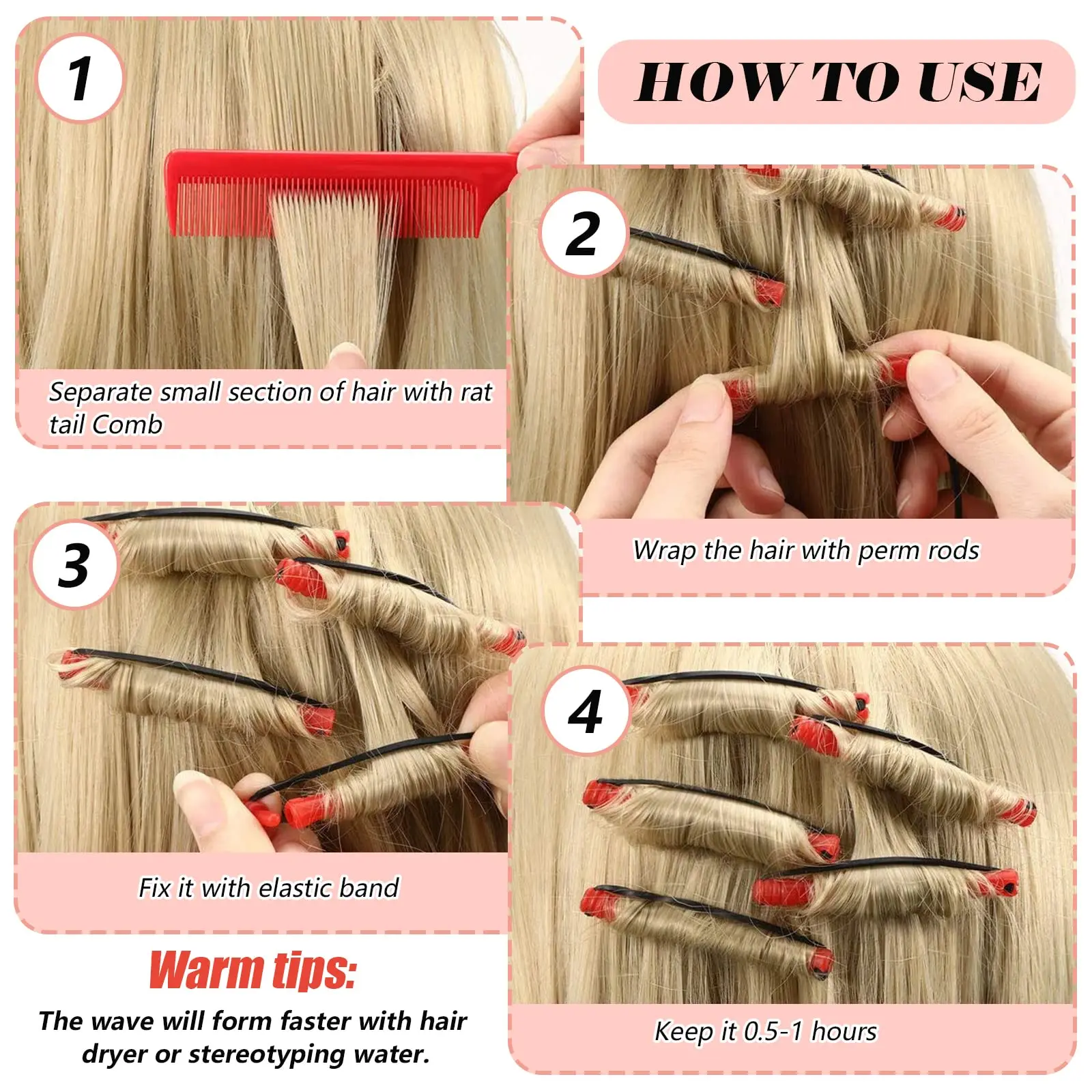 Pack of 60 Hair Roller Curlers Long Short Wavy Curly Hairdressing Portable Home Salon Fashion Hairstyling Supplies Girls