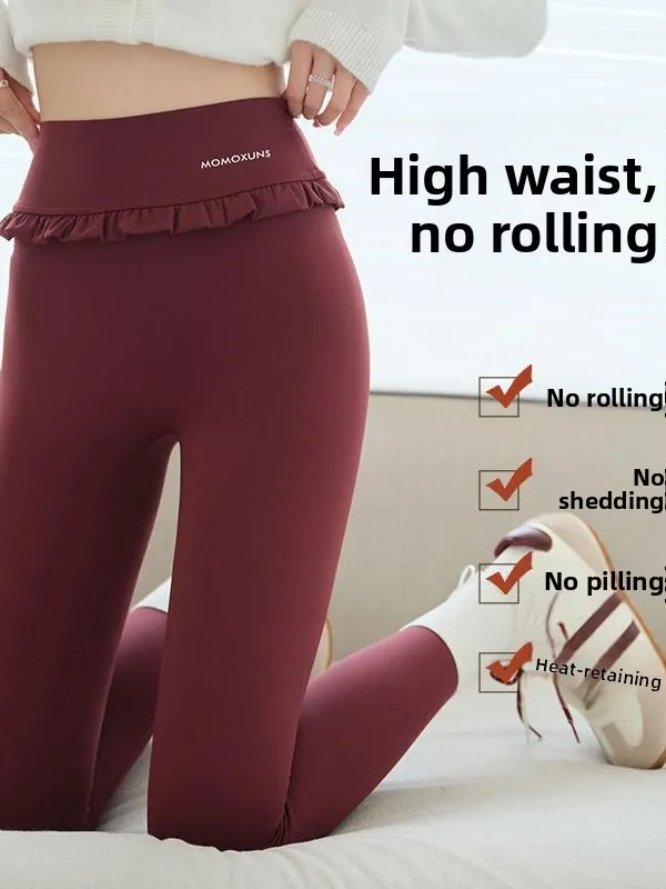 Cintura alta fce forrado flouquet calças de yoga thi quente camada base calças femininas outono inverno faion plus size