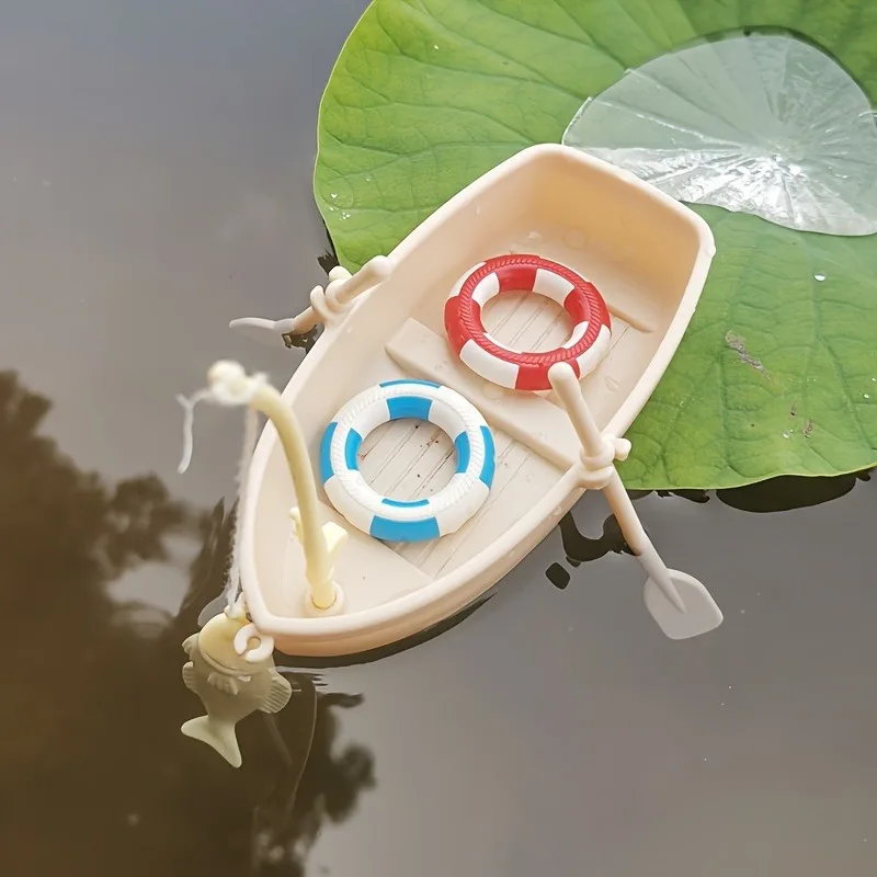 Fotografia 3: Miniatura de Barco de Pesca Simulado para Decoração de Aquascaping de Mesa