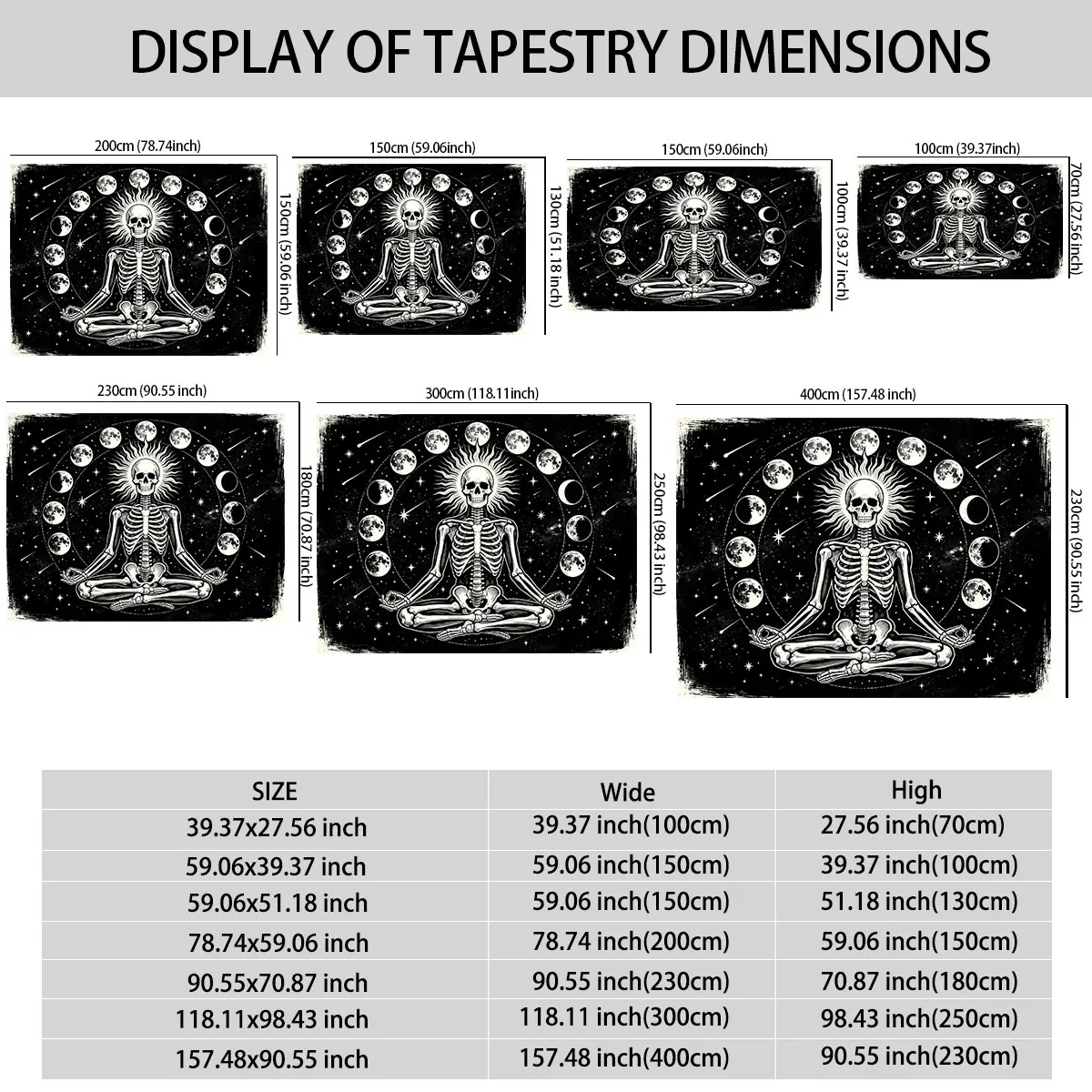 1pc meditation skull moon phase starry sky tapestry wall decoration, space decoration, pendant, gift, and backdrop use.