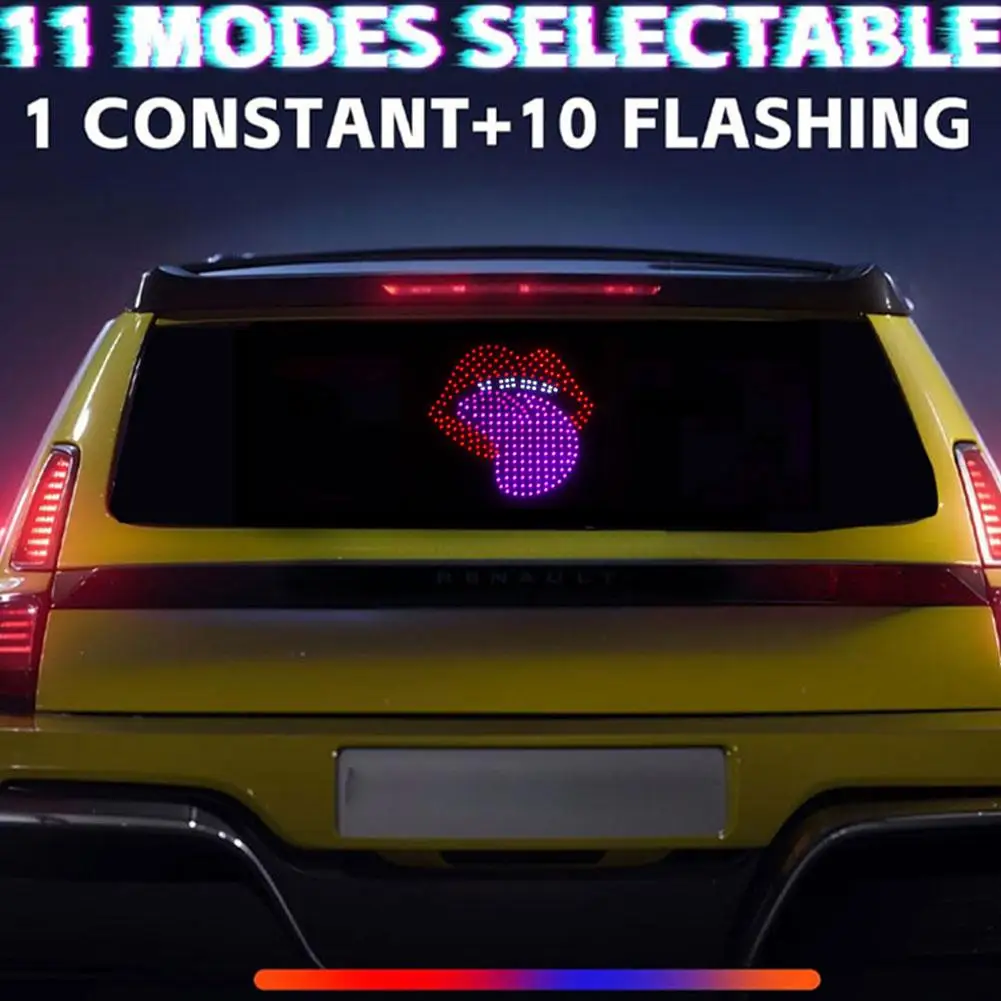 Divertidas luces LED decorativas para parabrisas trasero, decoración para coche, accesorios para perros, pegatinas, pantalla de ambiente A Z2H6