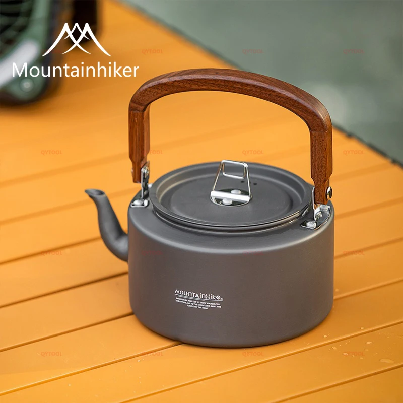 

Mountainhiker 1.4L Camping Water Kettle Wood Handle Portable Tea Pot for Travel Ultralight Stove Kettle Picnic Boiling Tableware