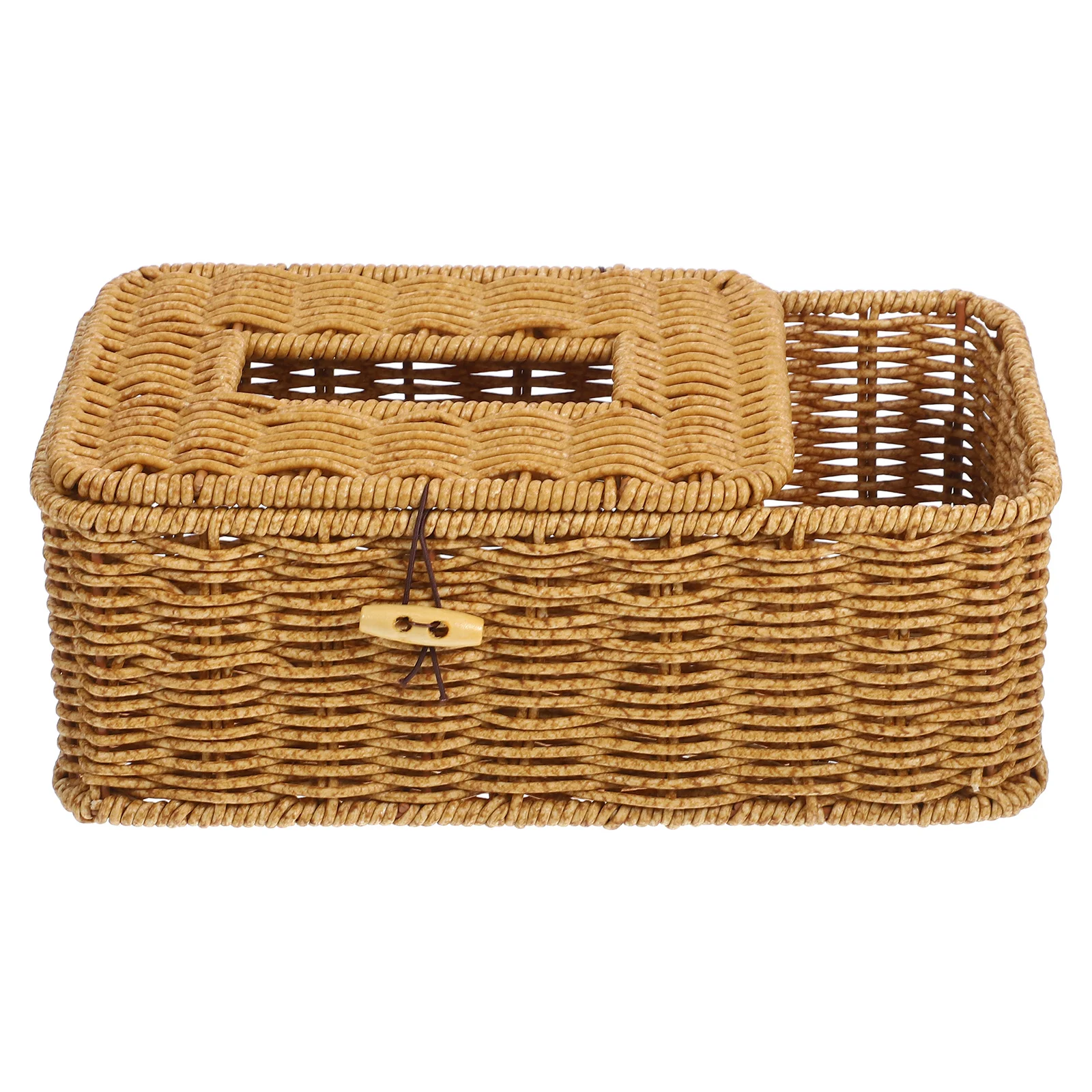 

Imitation Rattan Box Lightweight Plastic Tissue Holder For Home Car Desktop Napkin Organizer Spring Tissue Container