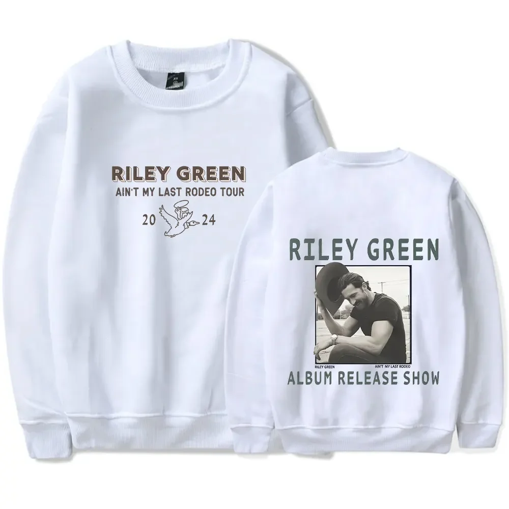 Riley Green Ain't My Last Rodeo Tour 남녀공용 오버사이즈 후드, O-넥 긴팔 크루넥 맨투맨 캐주얼 운동복