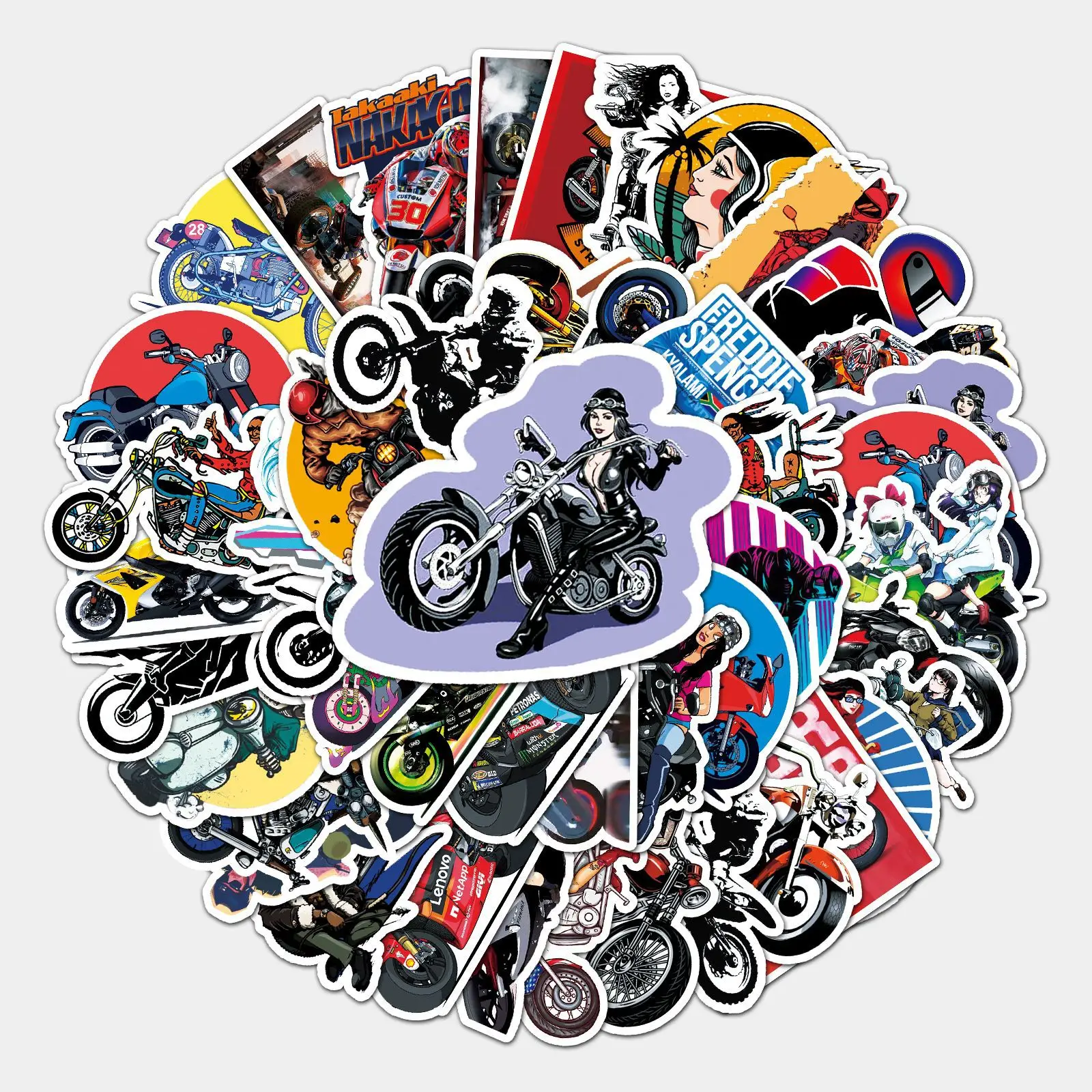 50psc Motorcycle Stickers Personalities Motorcycles DIY Decorations Scooters for Honda Yamaha Kawasaki Suzuki Motocross Decals