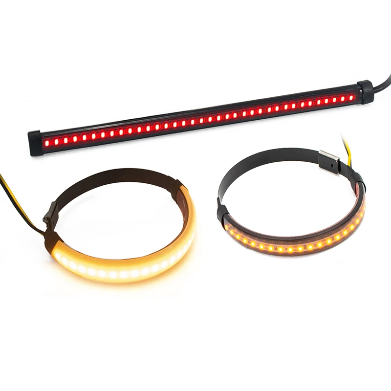 

12V Flexible Waterproof Motorcycle Front Flashing Ring Blinker Fork LED Light Strip Turn Signal and Rear Brake Light