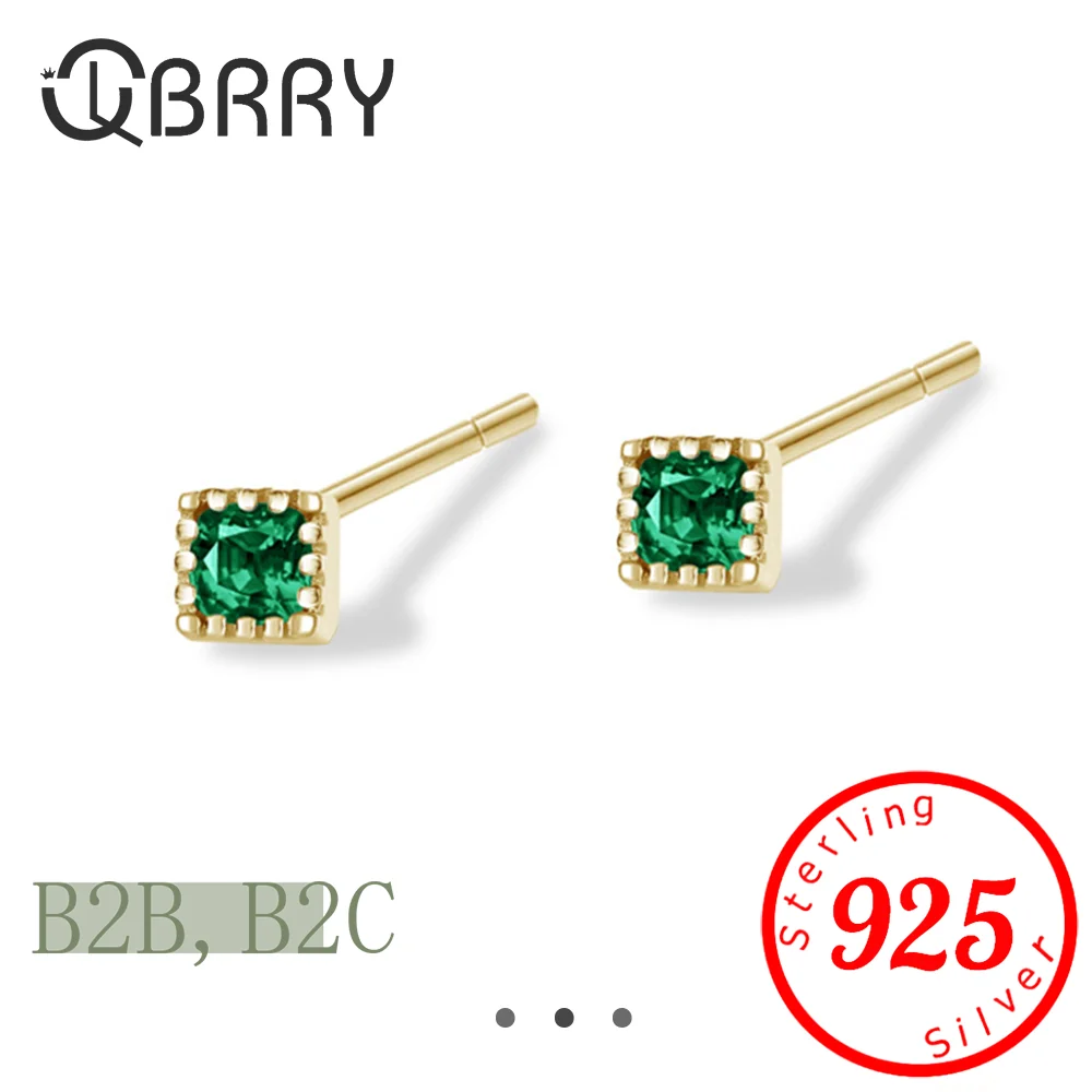 

Square Stud Earrings Retro Geometric Zircon Mini Earrings Women's Simple Fashion Piercing Student Jewelry