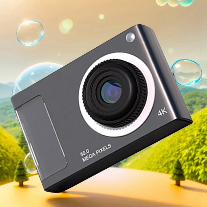 48MP HD Mini Camera 2.4In IPS Display Plastic With Fill Light For Kids Students,Black