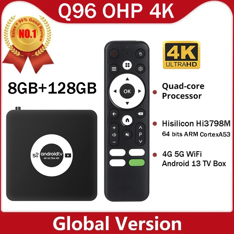 

Глобальная версия Q96 OHP 4K TV Box 4K Ultra HD Android 13 Hisilicon Hi3798M 8 ГБ 128 ГБ WiFi 4G 5G Smart TV Box Smart Player iptv