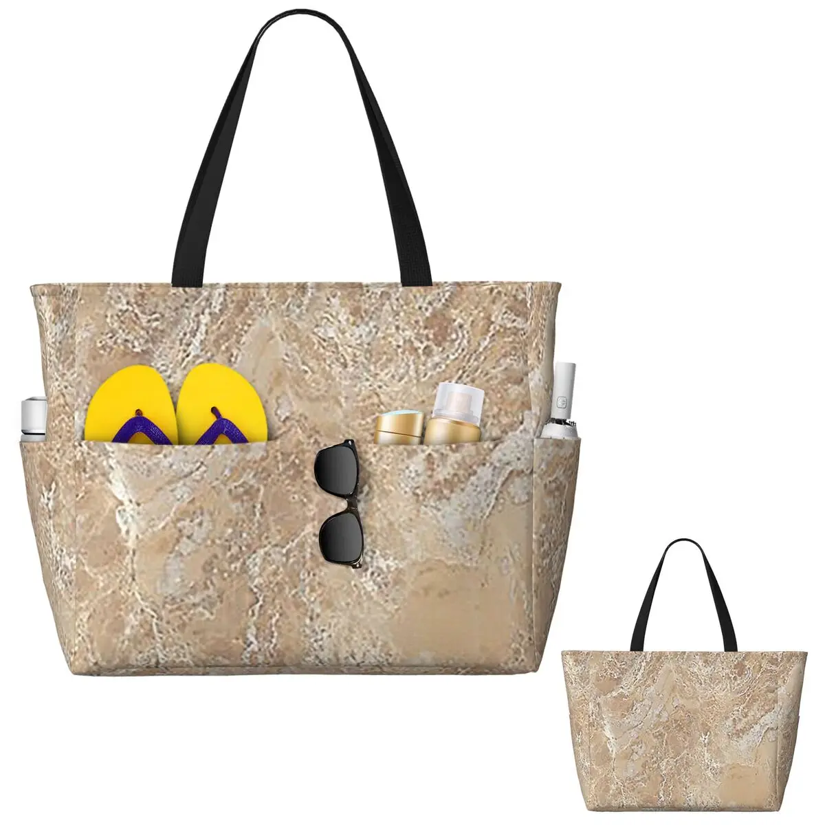 

Современная кремовая бежевая песчаная сумка Granite Marbl Beach Tote Bag Спортивная большая сумка для тренажерного зала и йоги Женская дорожная сумка Сумка для фитнеса