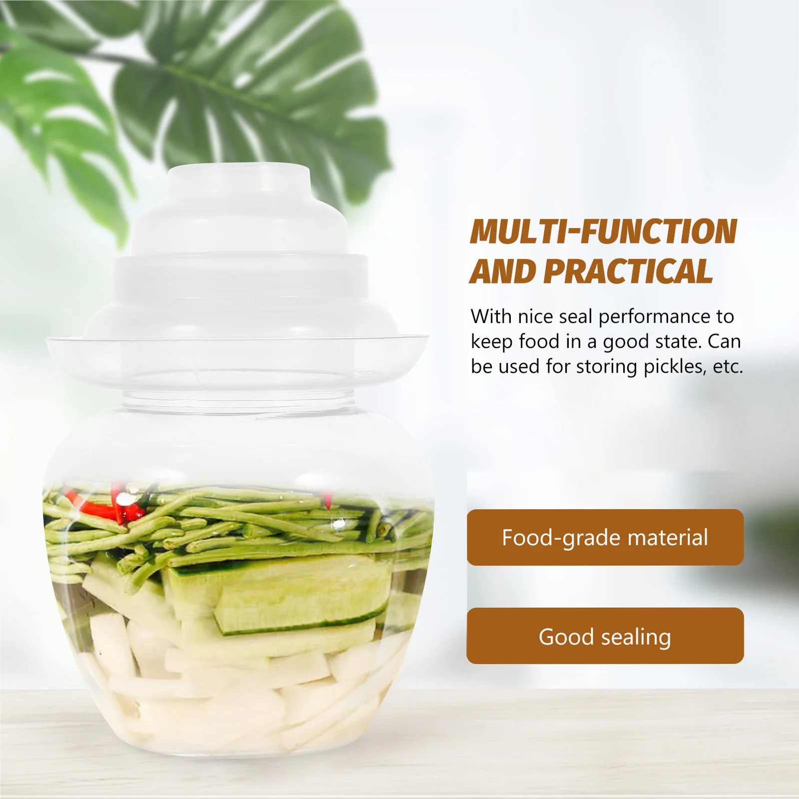 

Fermentation Clear Jar Large Capacity Pickle Jar Transparent Design Easy Food Observation Kitchen Storage
