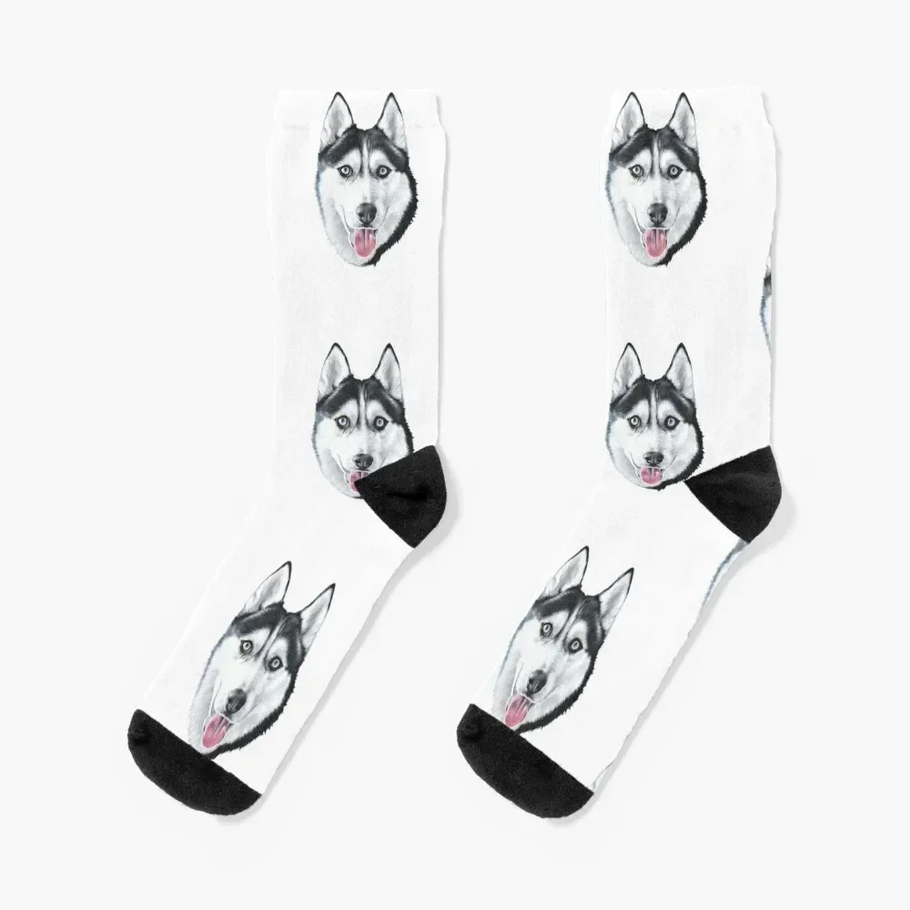 Siberian husky Socks christmass gift new year floral Heating sock Designer Man Socks Women's