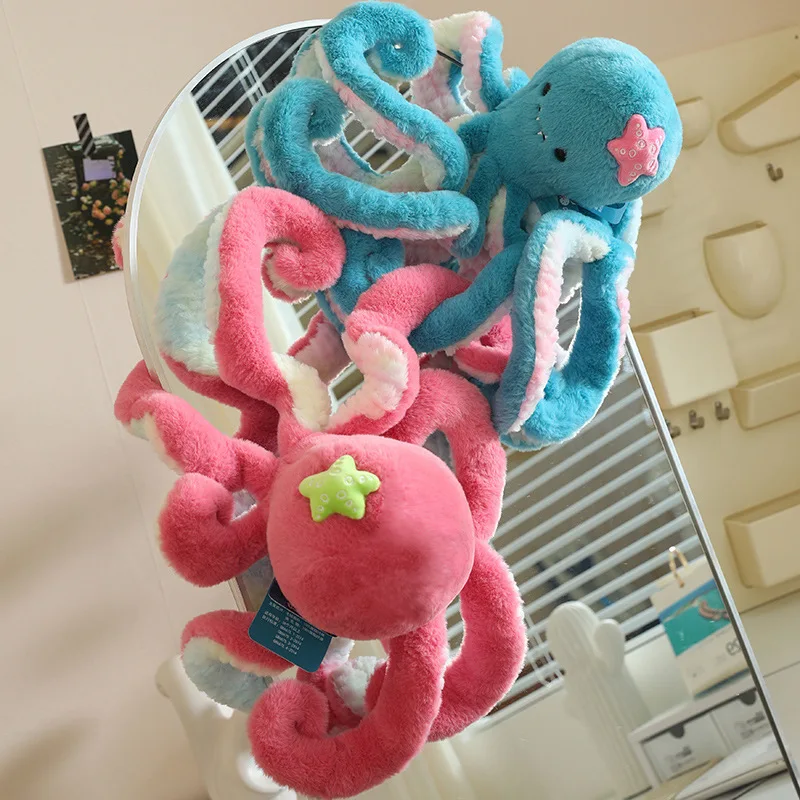 55/75cm Kawaii Long-legged Octopus Plush Toy Creative Large Octopus Tentacles With Suction Cups Decorate The Home Mirror TV Wall