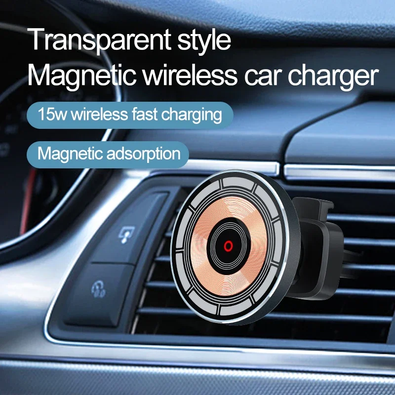 Car Mount 15W Qi Fast Charging Mag Mag/netic Wireless Stand Safe Charger With Phone Holder For