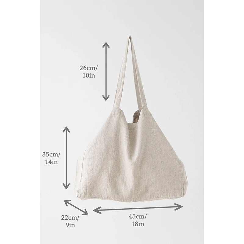 Retri Linen Shopping Bags For Women Reusable Large Capacity Sundries Bags Foldable Female Travel Beach Shoulder Handbags