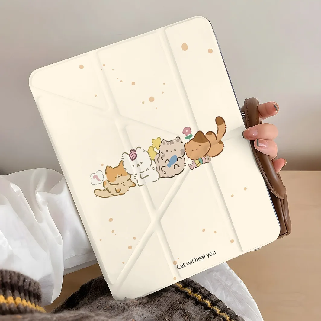 Hello Cat Pen Slot Tablet Case For Mini 7 6 iPad Pro 2024 2022 2021 2020 2019 2018 2017 11 10 9 8 7 6 5 Air7 6 5 4 3 2 1 Cover 5