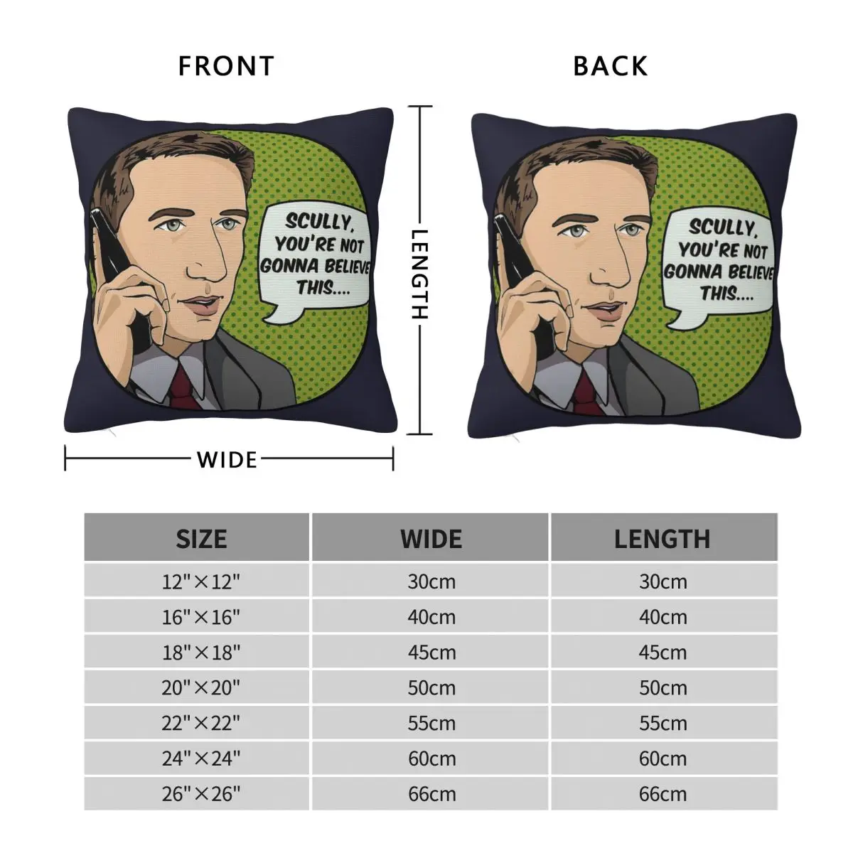 The X Files Fox Mulder Square Pillowcase Polyester Linen Velvet Pattern Zip Decor Throw Pillow Case Sofa Seater Cushion Cover