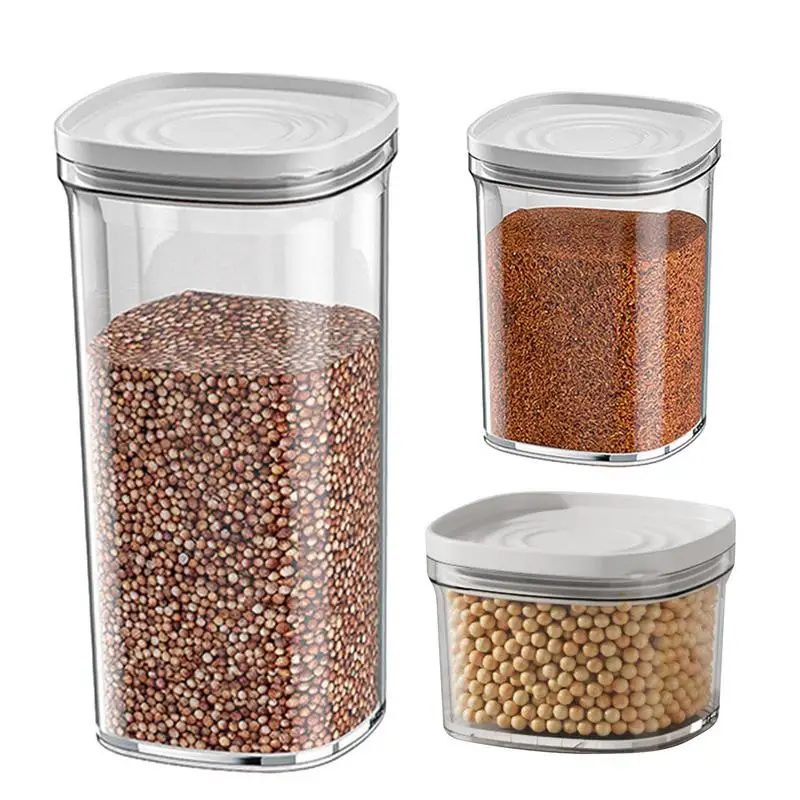 Transparent Food Storage Pots Sealed Container Easy Visibility Cereal Organizer Dispenser Kitchen Pantry Multigrain Storage tins