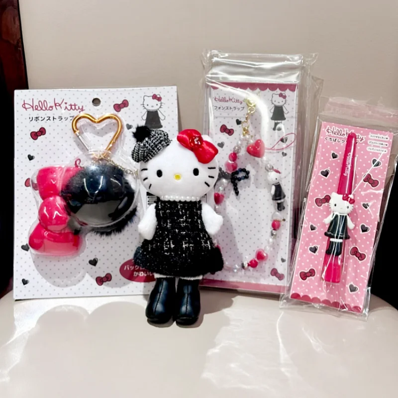 

Подвеска-берет Hello Kitty из серии Sanrio Winter Lady, аниме-фигурка с темной кожей и длинными ногами, цепочка для телефона, заколка для волос, подарок для девочки