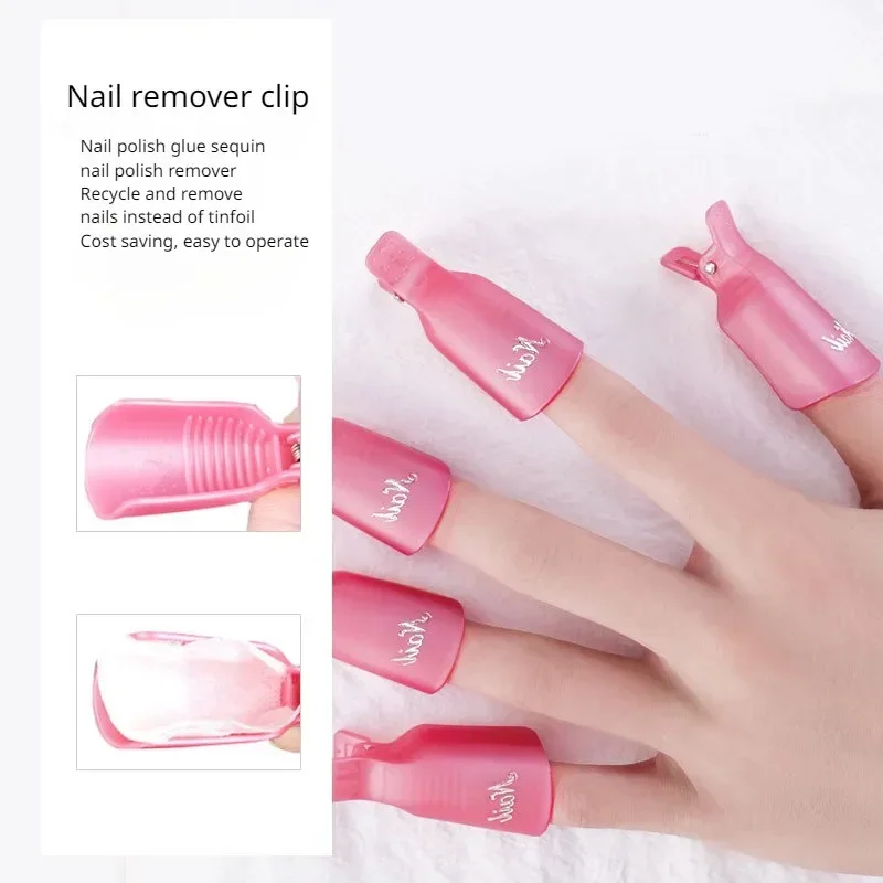 10pcs/bag Nail Acrylic Removal Clip for Remove UV LED Gel Polish Purple Pink Manicure Tools Nail Supplies for Professionals