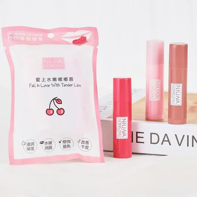 

3 Pack/lot Colored Lip Balm Hydrating Nourishing Lip Colorless Moisturizing Lip Color Balm Light Lipstick Fading Lasting M0O2