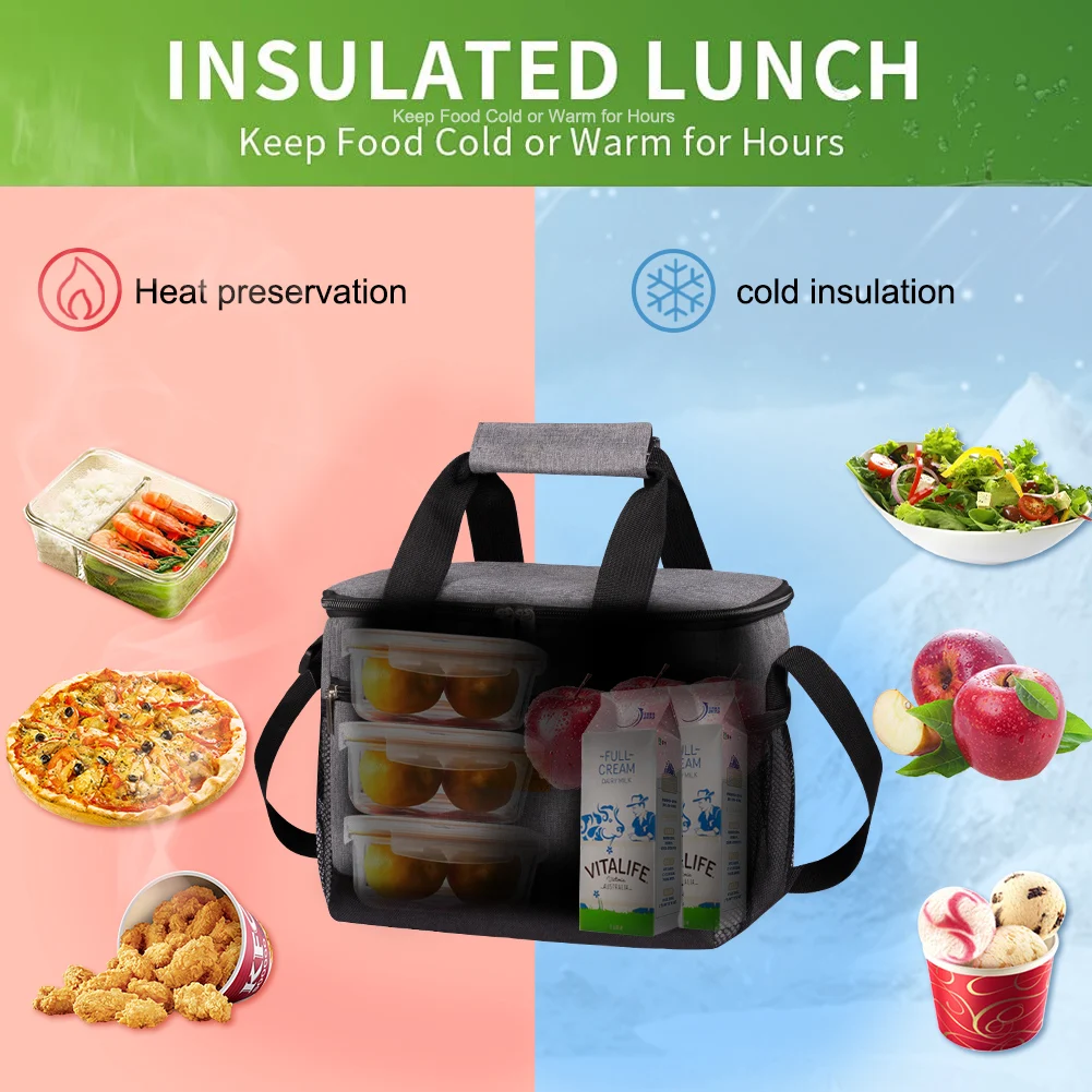 1 Stück wiederverwendbare Lunchtasche, isolierte Lunchbox für Arbeit, Büro, Picknick, Strand, weicher Kühler, Kühltasche, Cross-Body für Männer und Frauen – Detail 1