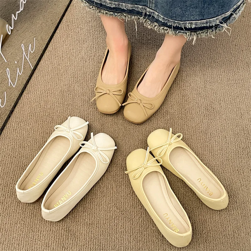 

Туфли женские с бантом, мягкие универсальные туфли с квадратным носком, новинка 2024