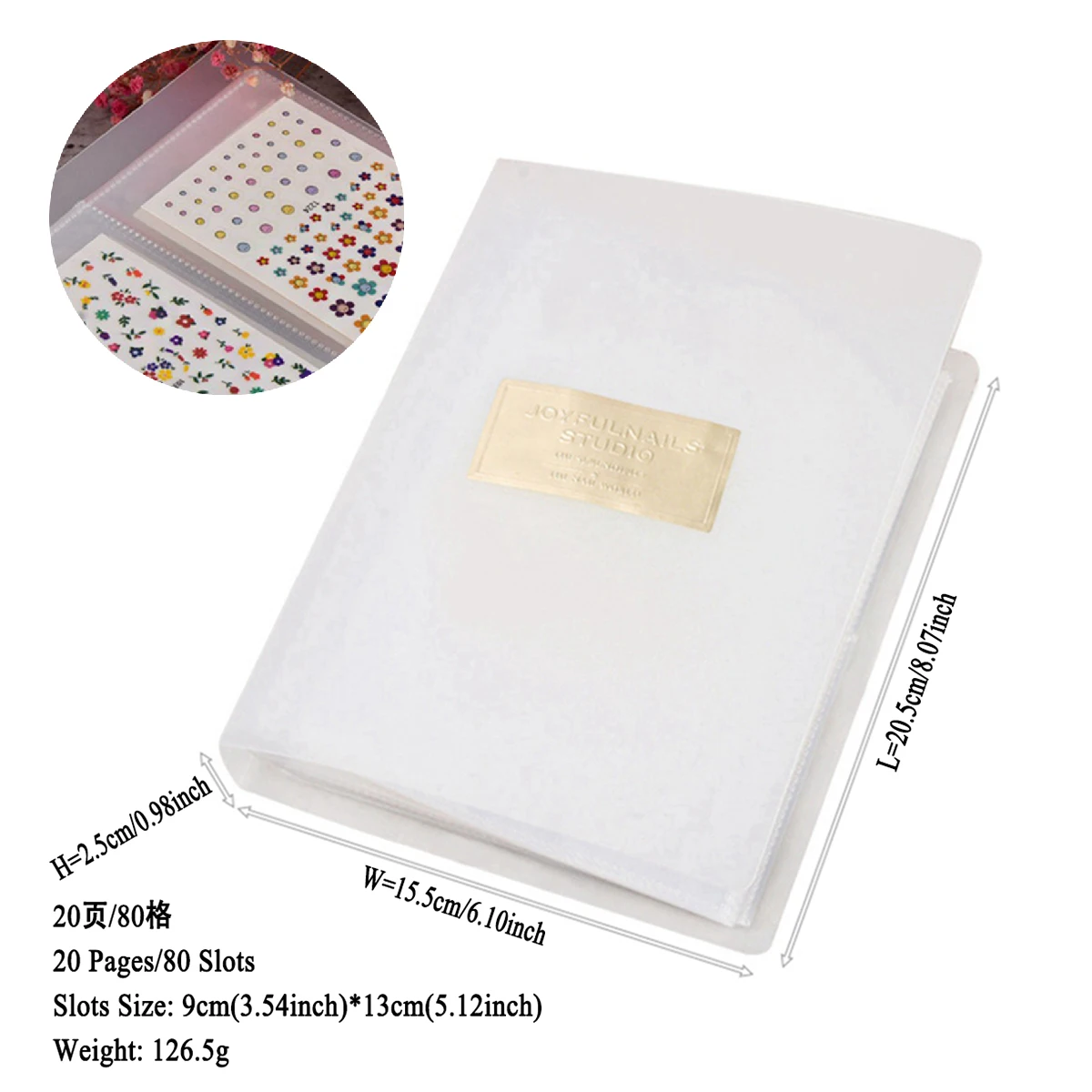 20 Slots Empty Nail Art Stickers Collecting Album Nail Art Decals Storage Booklet Empty Display Book Plastic DIY Design Tools