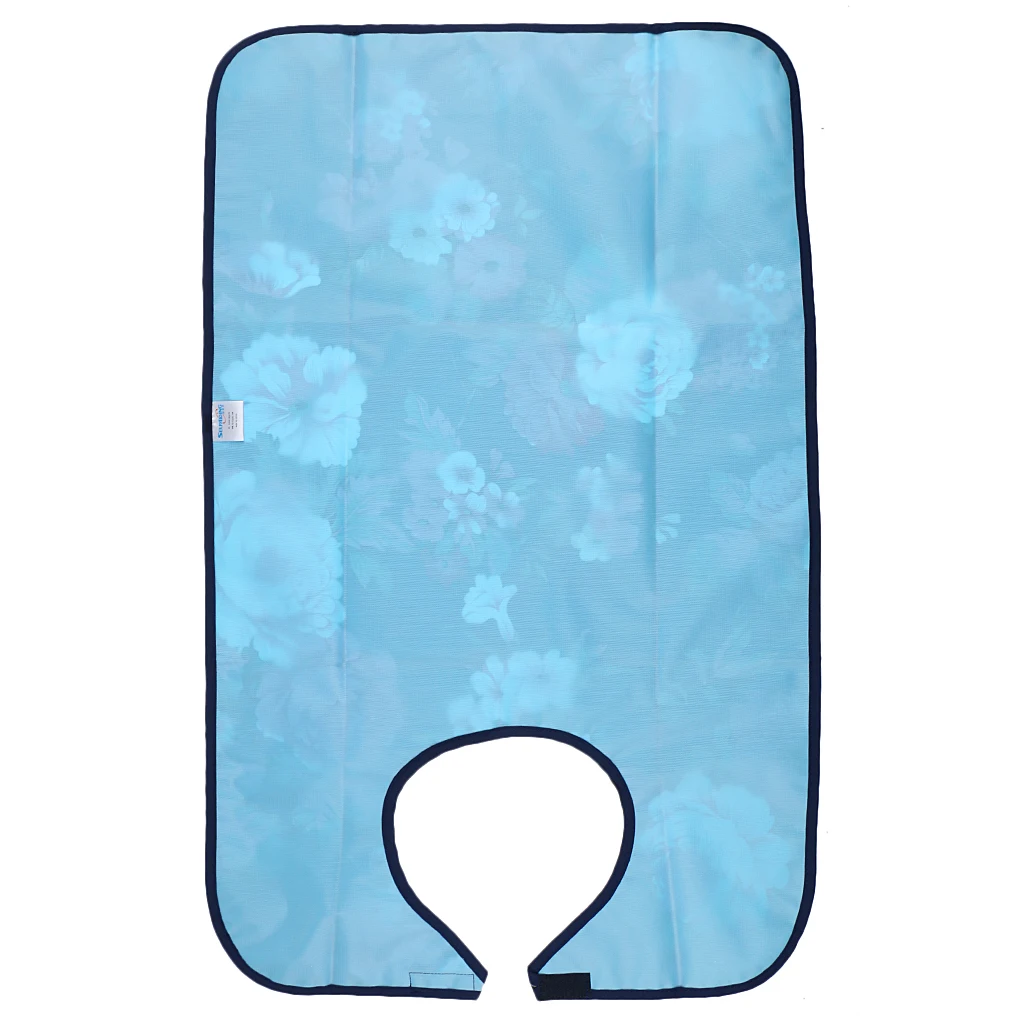 Reusable Waterproof Adult Elder Mealtime Bib Clothing Spill Protector Disability Aid Apron - Grid Lips Floral Flowers Print