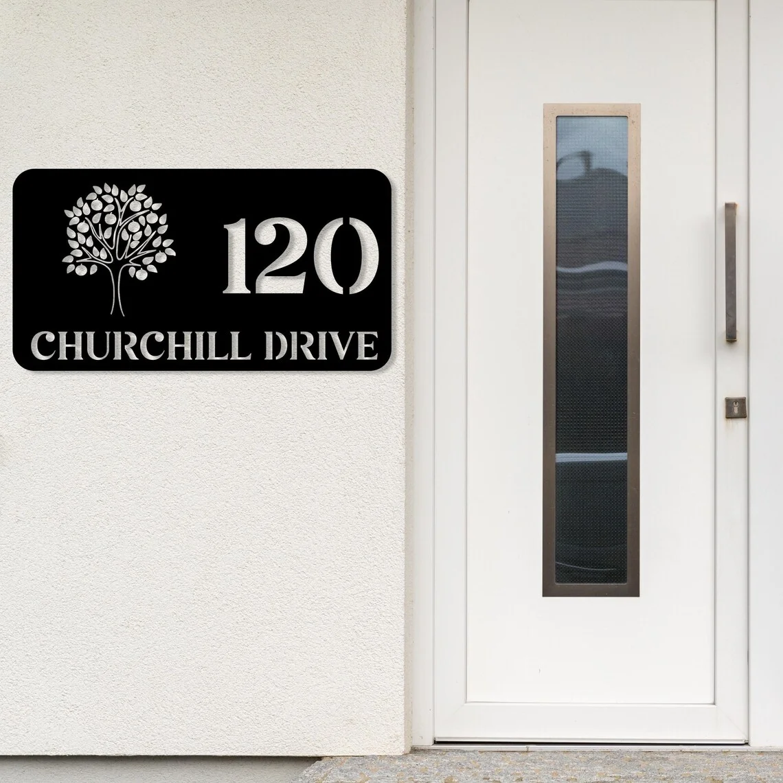 

Современная табличка с номером дома, адресная табличка с названием улицы, табличка в стиле Mid-Century Modern, прочный уличный декор для дома