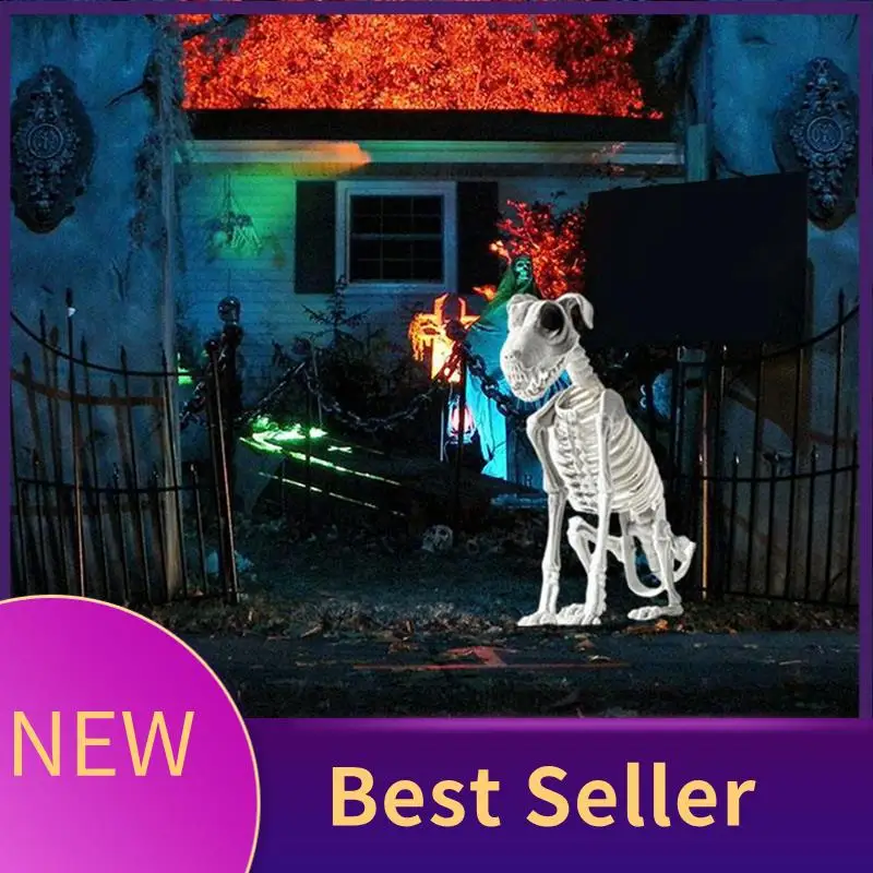 HFES Halloween Sitting Dog Skeleton Scary Spooky Sitting Dog Skeleton With Sharp Teeth Halloween Herror Decoration
