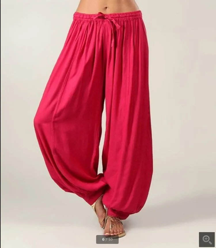 2024 Summer New Women's Solid Color Lantern Pants Loose Pleated Drawstring Casual Ankle Sports Pants Harlan Pants