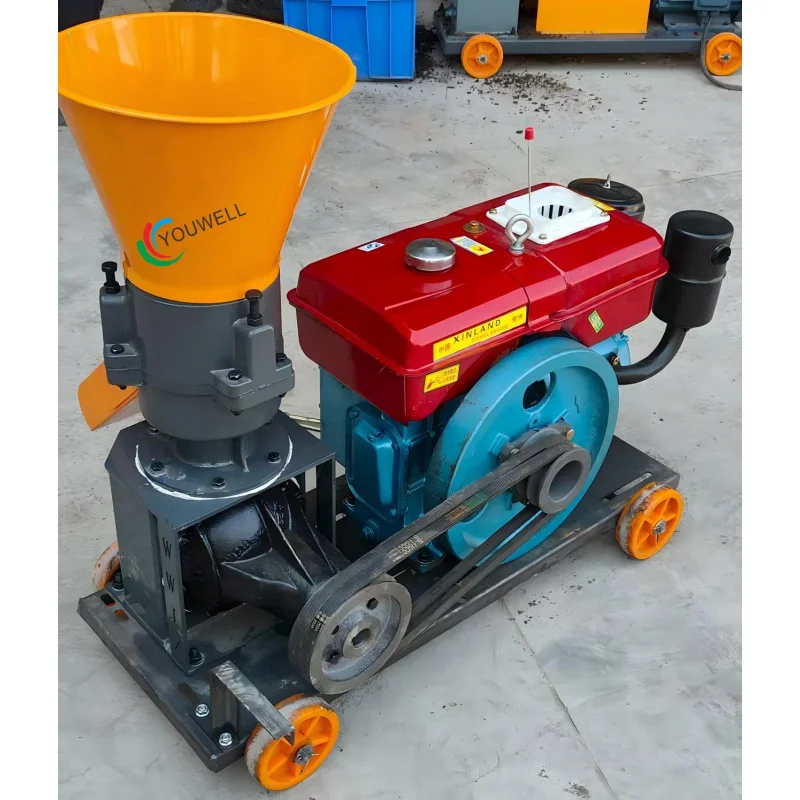 新型高効率ペレット。5KWモーターで穀物/藁を処理し、家禽・家畜に高生産性の動物飼料を提供します。