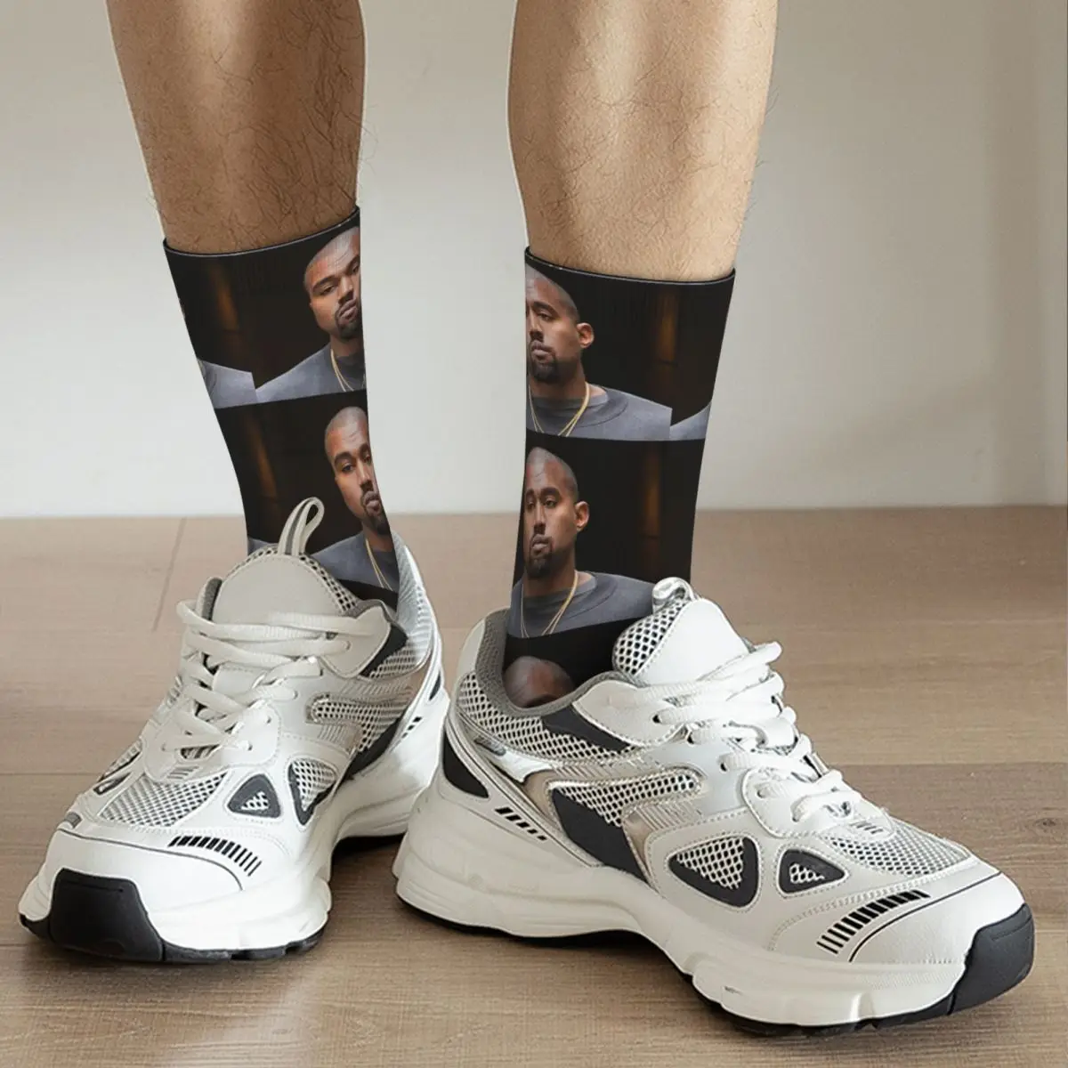 Kanye West Meme Face Socks Men Women Polyester Casual Socks Harajuku Spring Summer Autumn Winter Middle Tube Socks Gift image 4