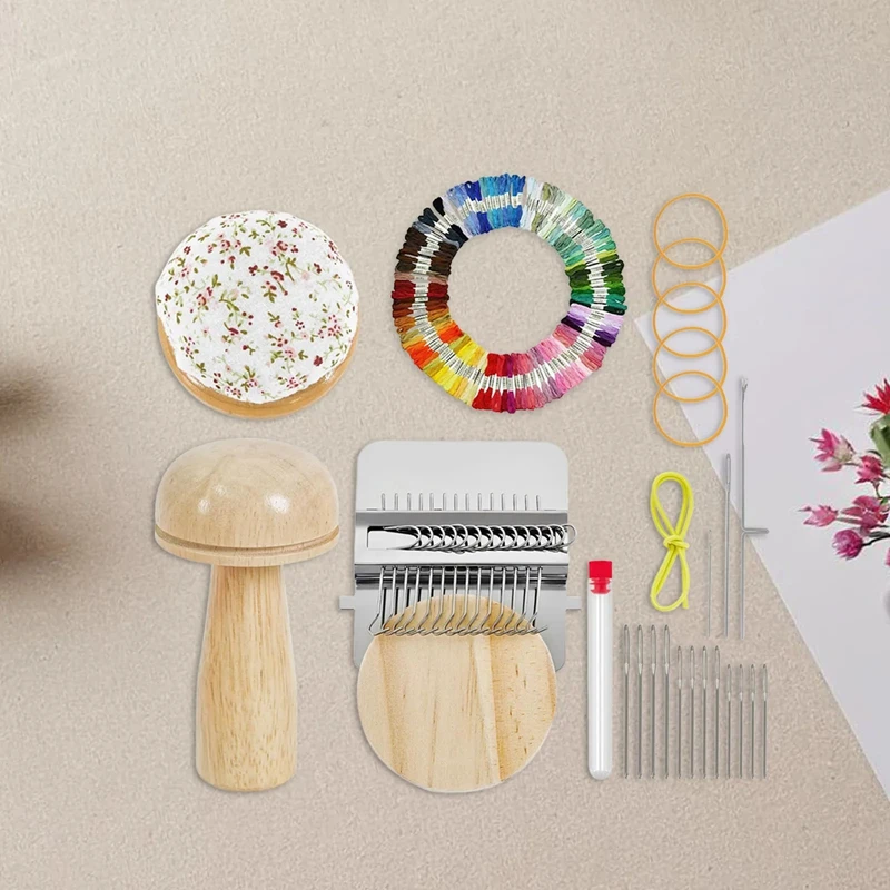 

Набор для вышивания с деревянной ручкой, набор ручных инструментов «сделай сам», с пяльцами для вышивания, нитью и иглами для домашнего декора, швейные принадлежности