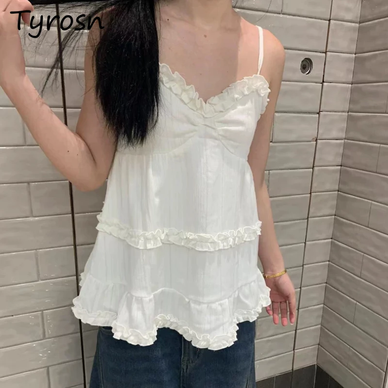 Charming Casual Camisole for Women All-match Fairycore Girlish Stylish Advanced Vitality Vacation Beachwear Summer Y2k Loose Fit