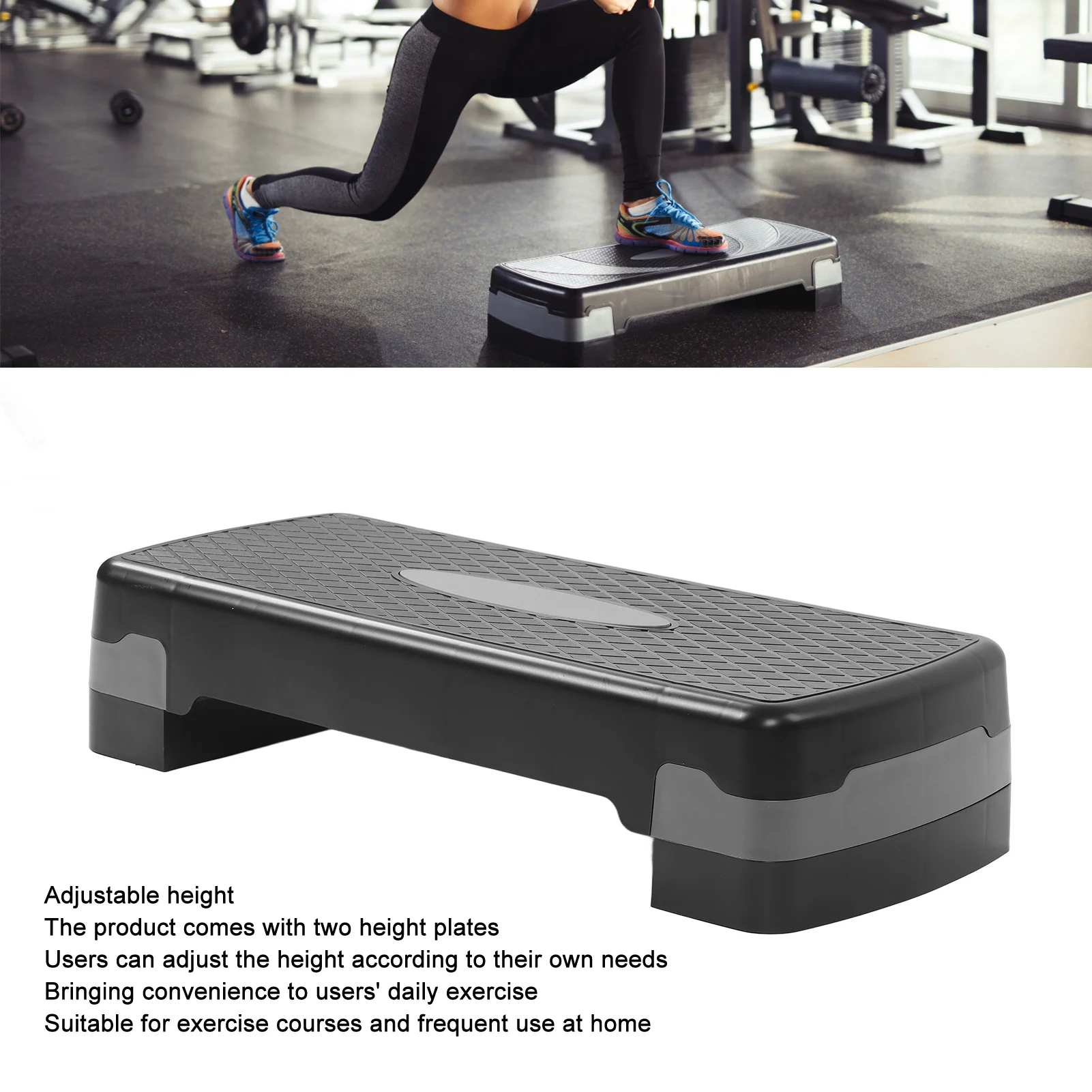 Exercise Equipment Step Platform Adjustable Workout Aerobic Stepper Plastic Aerobic Stepper Bench for Home Gym Office