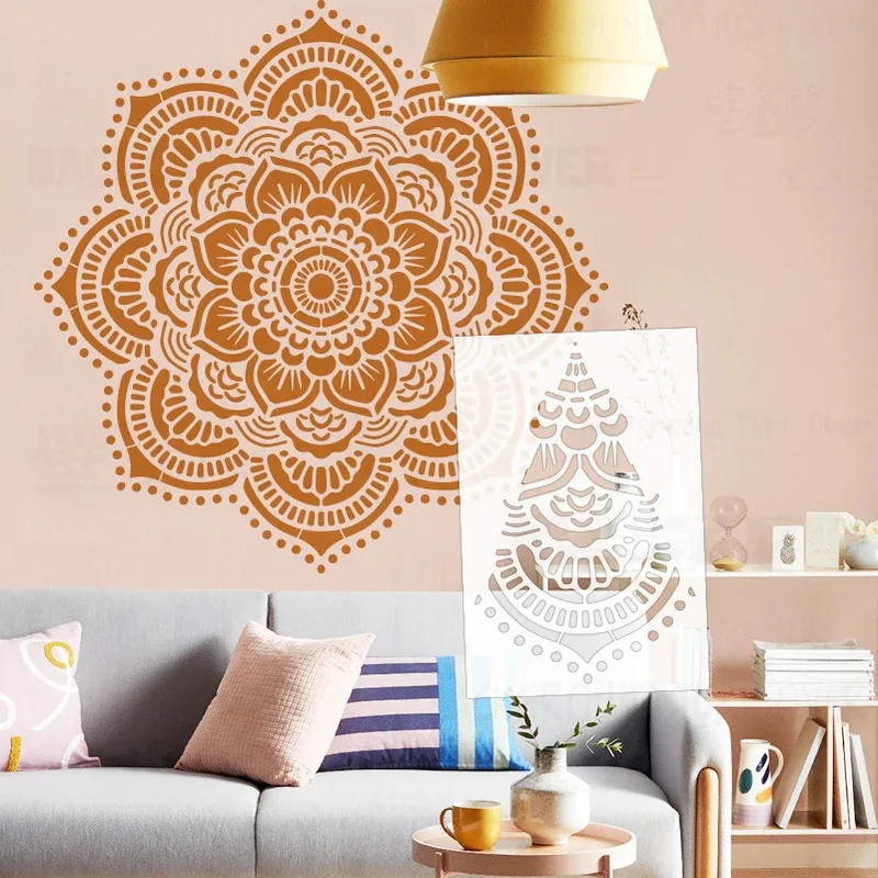 

Штукатурная замазка модель для рисования больших площадей трафареты для рисования декоративный декор Огромный гигантский мандала круглый потолок многоразовый