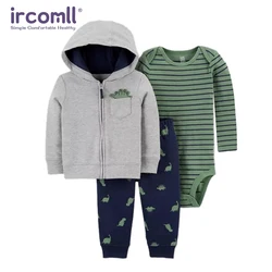 Ircomll Spring Autumn Winter Infant Baby Clothing Set Thickened  Fleece Baby Coat+Baby Pants+Baby Bodysuit Suits Outfits