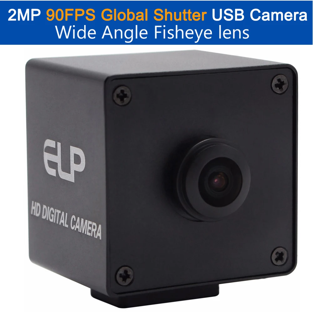 ELP 2MP 90fps Global Shutter Webcam Wide Angle Fisheye Lens High Speed Color AR0234 UVC Mini 1080P USB Camera for Motion Capture