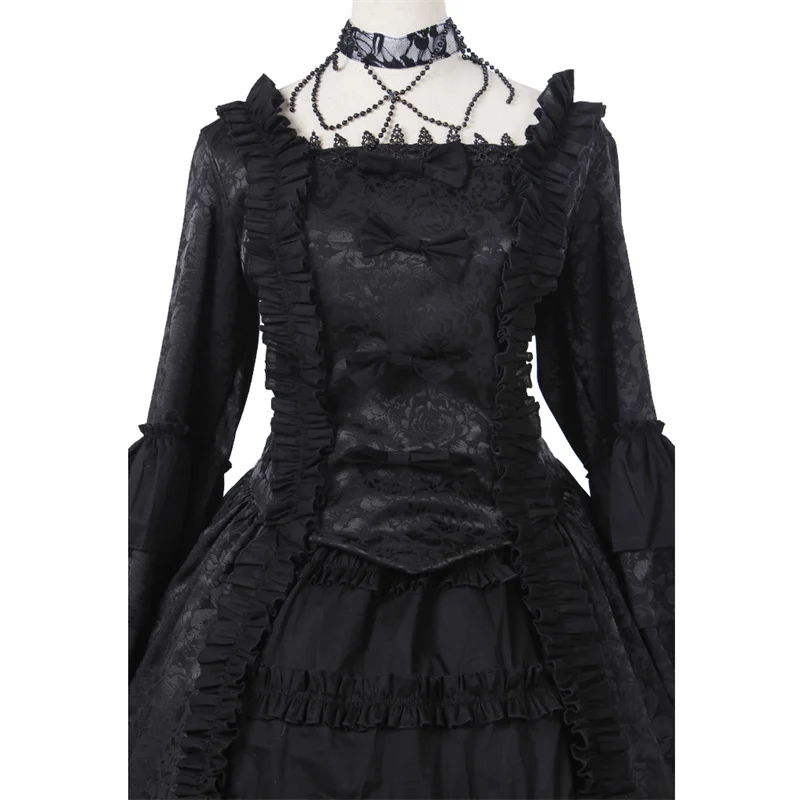 Medieval Black  Princess Southern Costume Ball Gown Gothic Lolita Dress Adult Women Party Evening Dress Custom Made