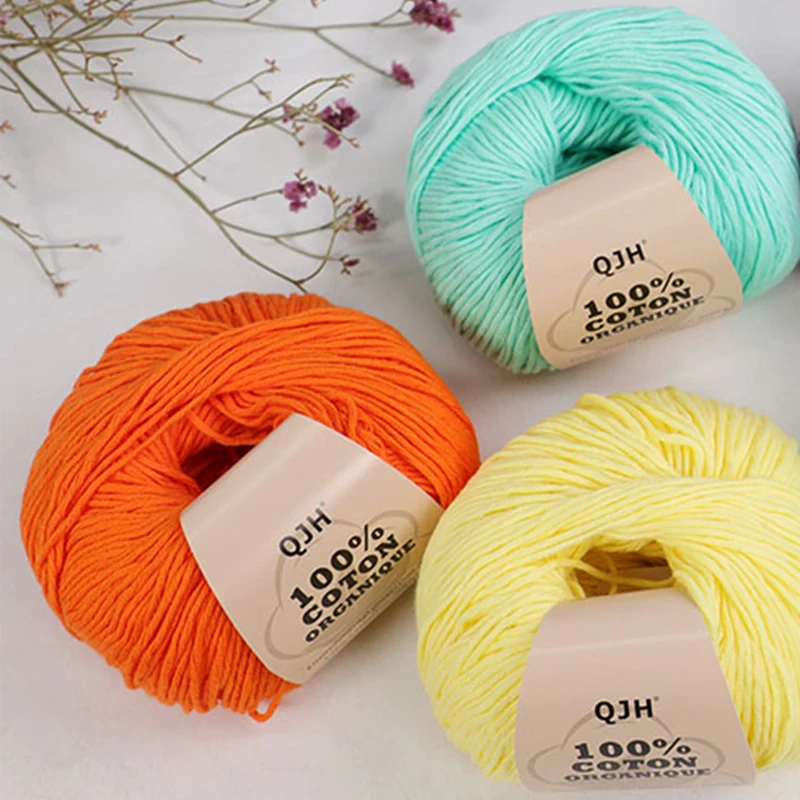 

3PCS 100%Organic Cotton Yarn Multi Color Cotton Silk Knitting Yarn Soft Warm Baby Yarn for Hand Knitting thread Supplies