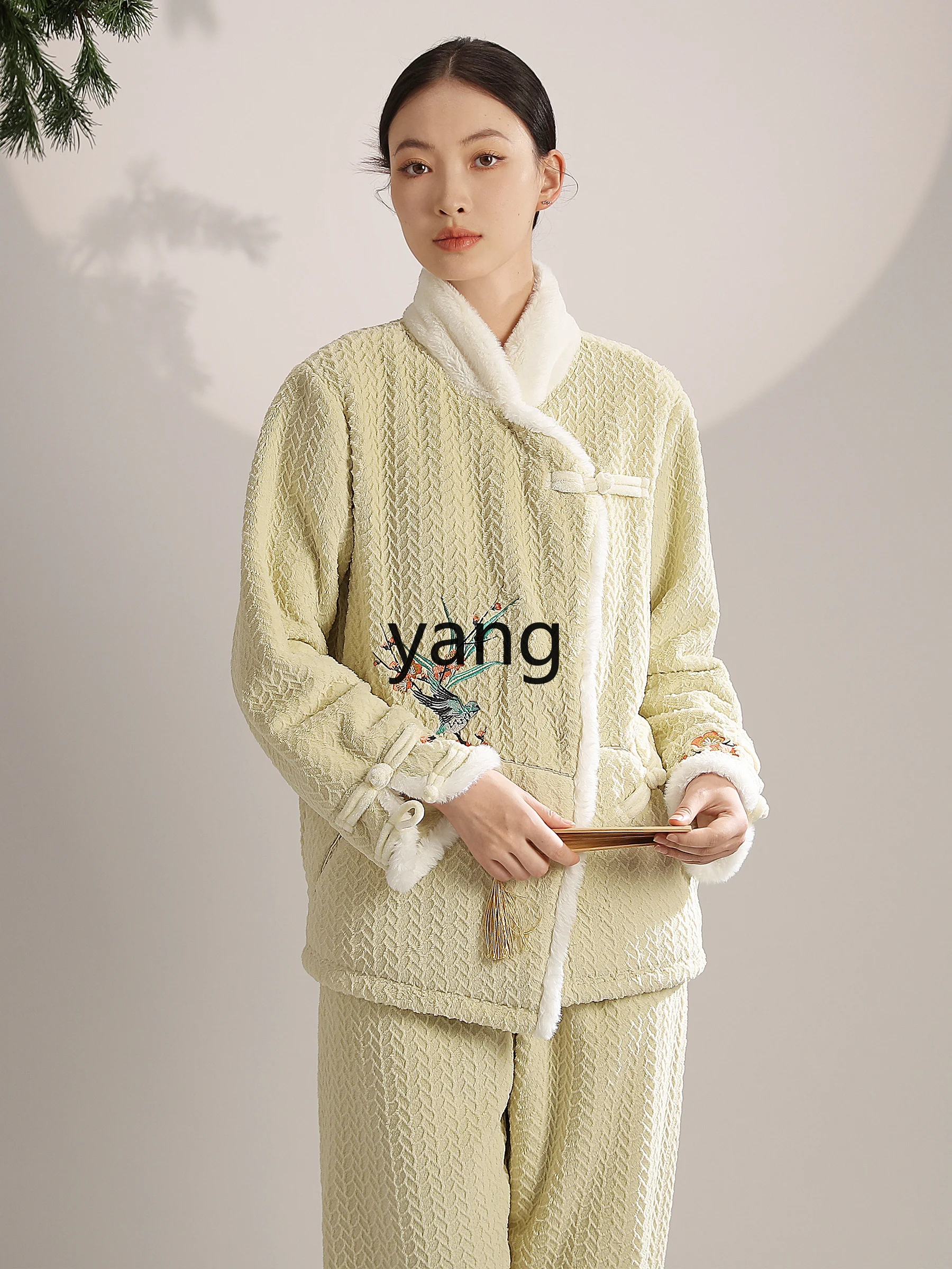 LMM warm premium pajamas women's autumn and winter fleece thickened loungewear set
