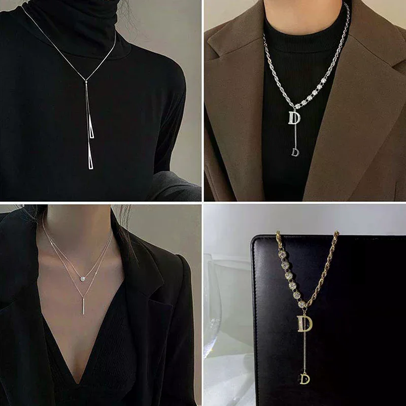 Fashion Long Pendant Necklaces For Women Simple Adjustable Clavicle Chain Light Luxury Sweater Chain Jewelry Accessories Gifts