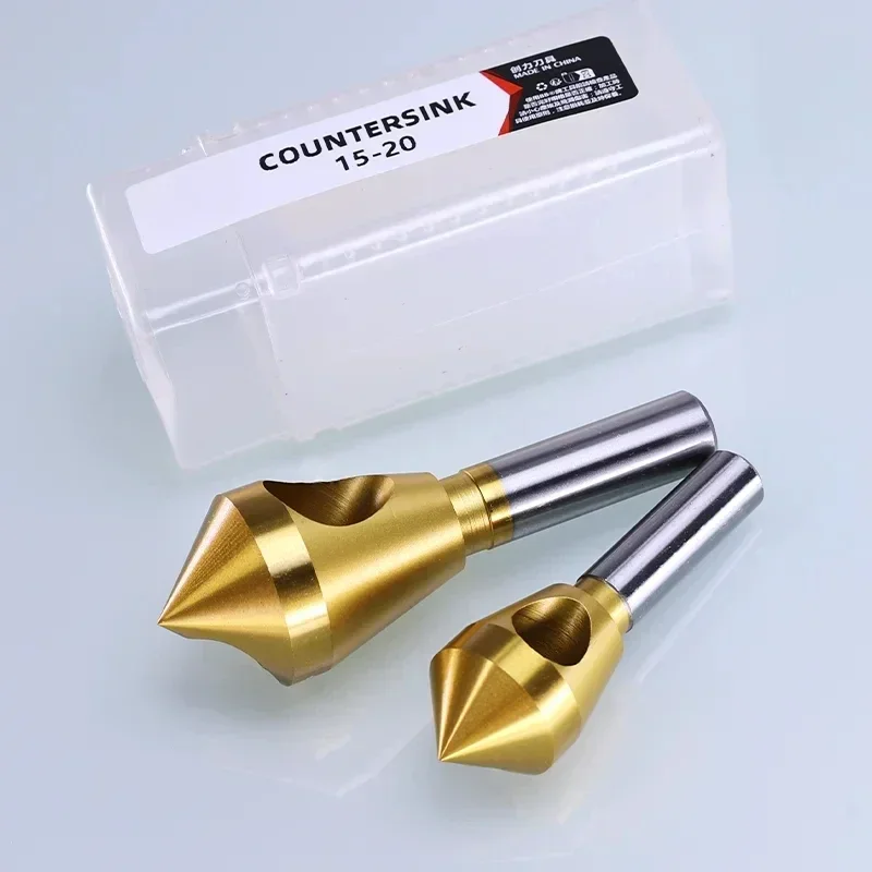 RIGTIP Titanium Coated 90 Degree Deburring Chamfering Countersink Bit for Metal Smooth Hole