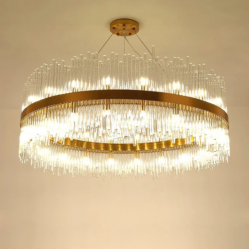 LED Postmodernen Goldene Edelstahl Kronleuchter Hängen Lampen Lustre Suspension Leuchte Lampen Für Wohnzimmer