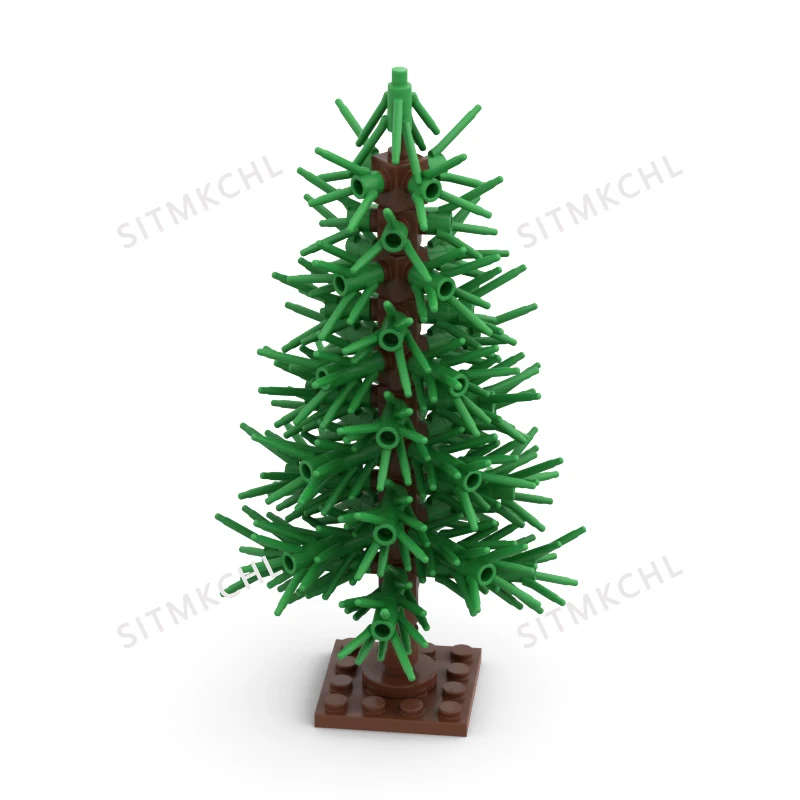 Pine Tree-Modell – verschneite Weihnachtsbaum-Straßendekoration, DIY-Baustein-Set, kompatibel mit großen Marken – Detail 2