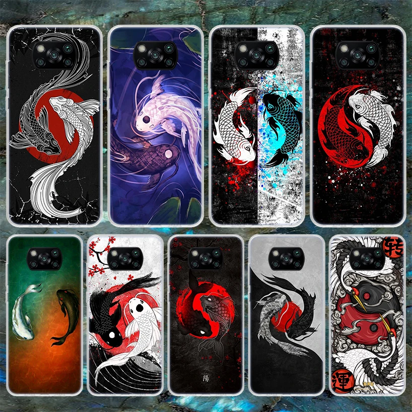 Japan Koi Fish Yin Yang Art Soft Phone Case For Xiaomi Poco X3 Pro X6 X5 X4 NFC F6 F5 M5S M4 M3 F4 Gt F3 F2 F1 M2 Fundas Cover P